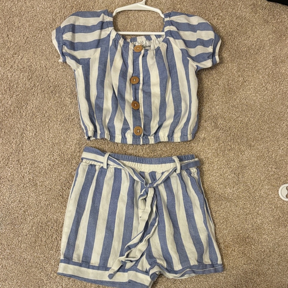 Rare Editions Blue and White Striped Kids Shorts Set
